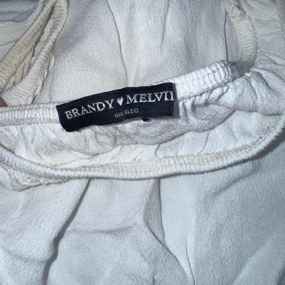 Brandy Melville white crop flutter sleeve top - Picture 2 of 3